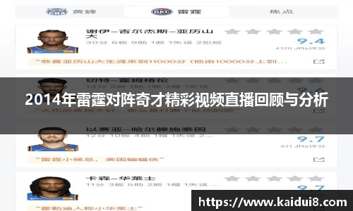 2014年雷霆对阵奇才精彩视频直播回顾与分析